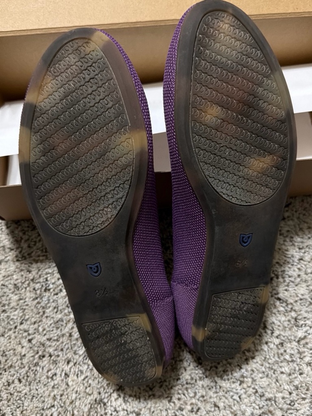 Rothy's Purple Knit Slip-On Flats with Blue Trim - Picture 3 of 5